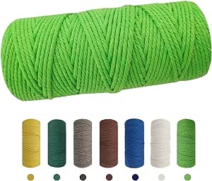 Macrame Cord3mmx109Yards，Valentine's Day Crafts，Natural Cotton Macrame Rope,Colored Cotton Rope Macrame Yarn,for DIY Crafts Knitting，Wall Hanging,Plant Hangers,Valentine's Day Decoration(Apple Green)