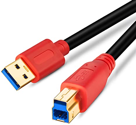 USB 3.0 Cable A Male to B Male 6Ft, Tan QY Type A to B Male Compatible with Hard Disk Drive,Printers,Scanner,USB Hub,Monitor and More (6Ft, Red)