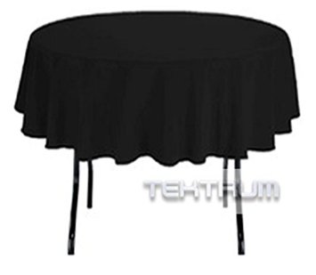 TEKTRUM 70 INCH ROUND POLYESTER TABLECLOTH - THICKHEAVY DUTYDURABLE FABRIC - BLACK COLOR