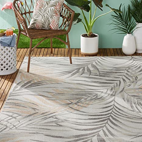 Home Dynamix Tommy Bahama Malibu Palm Springs Indoor/Outdoor Area Rug, Ivory/Rust, 7'10"x10'2" Rectangle