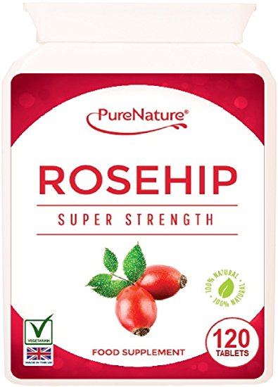ROSEHIP PURE New Double Strength  5000mg, 120 Tablets Suitable for Vegans, Vegetarians & Diabetics FREE UK DELIVERY