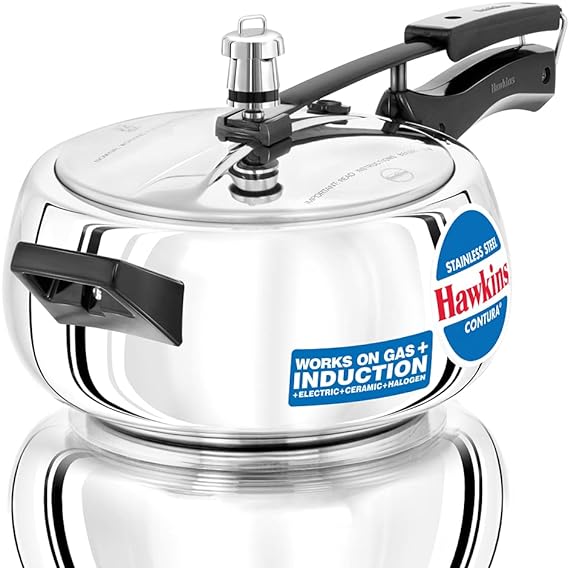 Hawkins SSC35 Induction Base Stainless Steel Pressure Cooker, 3.5L, Silver