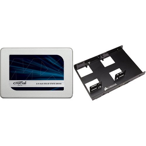 Crucial MX300 275GB SATA 2.5 Inch Internal Solid State Drive - CT275MX300SSD1 & Corsair Dual SSD Mounting Bracket 3.5" Bundle