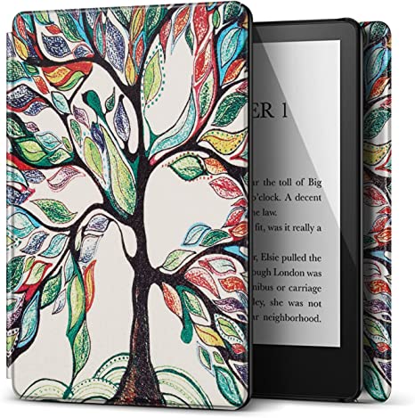 TNP Case for 6.8" Kindle Paperwhite 11th Generation 2021 / Kindle Paperwhite Signature Edition, PU Leather Cover, Protective Sleeve Folio Case for Kindle E-Reader with Auto Sleep/Wake, Life Love Tree