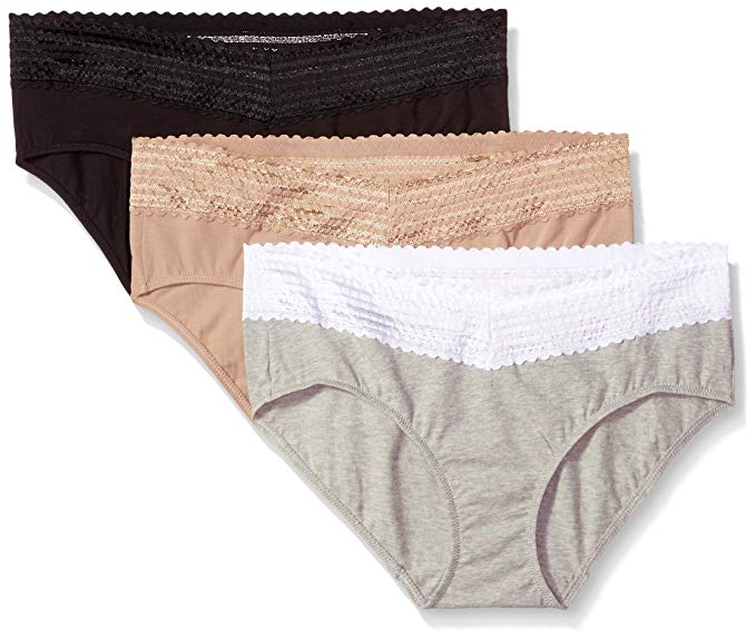 Warner's Women's Blissful Benefits No Muffin Top 3 Pack Lace Hipster Panties