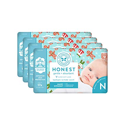 The Honest Company Baby Diapers with True Absorb Tech, Gingerbread Time, Size 0 Newborn, 128 Count