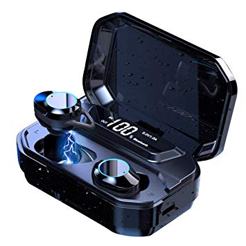 Earbuds Bluetooth wireless, COOCHEER True Wireless Bluetooth 5.0 Earphones with Intelligent LED Display,Touch Screen One Key Control Auto Pairing Headphones,IPX68 Waterproof 3500mA 110H Play Time Case