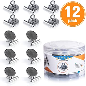 Grtard 12pack Fridge Magnets Refrigerator Magnets Magnetic Clips Heavy Duty Detailed List Display Paper Fasteners on Home& Office& Teaching