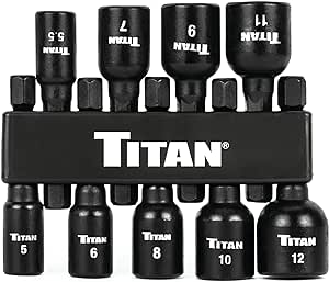 Titan 16297 9-Piece Metric Magnetic Nut Driver Set, Nut Setter Set