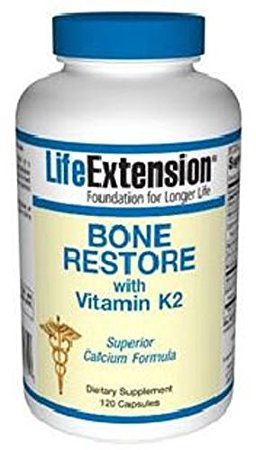 Life Extension Bone Restore with Vitamin K2 -- 120 Capsules