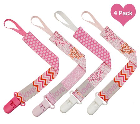 Lilly's Love, Pacifier Clip GIRL Set, Keeps The Baby Easily Organized and Happy