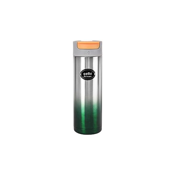 Cello Nexon Stainless Steel Double Walled Water Bottle, Hot and Cold, 550ml, 1pc, Green