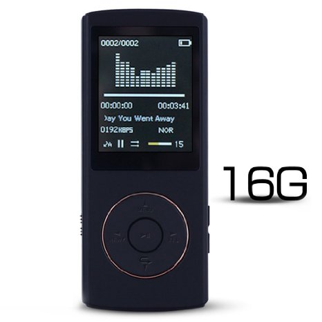 Lecmal Economic Affordable Mp3 Music Player Slim Portable Mp3/Mp4  Mini USB2.0 Cables - 1.8 LCD- 16 GB-Black
