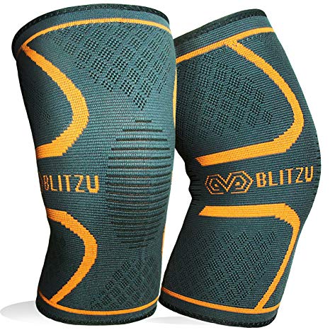 BLITZU Flex Plus Compression Knee Brace Men and Women for Joint Pain, ACL MCL Arthritis Relief Meniscus Tear Support for Running Gym Workout Recovery Best Sleeves Strap Patella 7mm 5mm Neoprene Pad