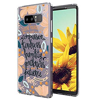 Galaxy Note 8 Case, Galaxy Note 8 Clear Case, MOSNOVO Floral Flower Quote Clear Design Transparent Hard Back Case and TPU Bumper Protective Case Cover for Samsung Galaxy Note 8