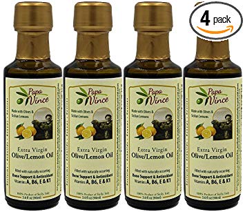Papa Vince Infused Olive Oil - Lemon | NO ARTIFICIAL FLAVORS | NO ADDITIVE | NO PESTICIDES | UNREFINED | Dec 2016 Family Harvest from Sicily, Italy | Vitamins A, B6, E & K1-4Pack 3 fl oz each