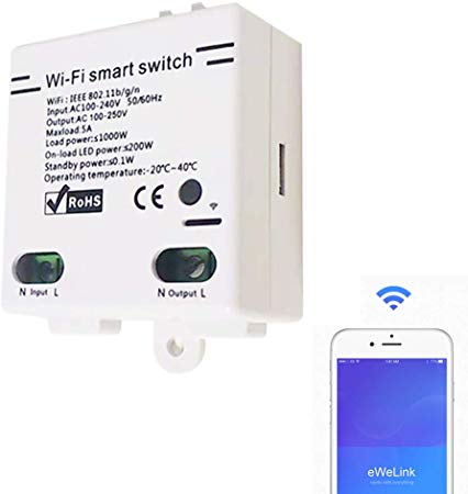 Wifi Smart Switch Wireless Remote Control Light Switch Controller,DIY General Modification Power Switch AC 100V~250V/10A,Home Automation Relay Work with Alexa,& Google Home & IFTTT