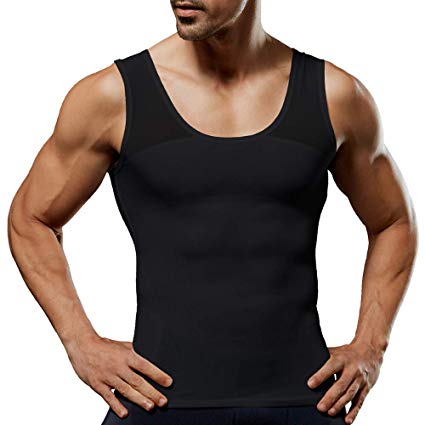 Men's Compression Shirt Slimming Body Shaper Vest to Hide Man Boobs Shapewear