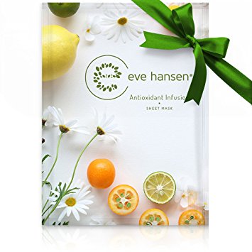 Antioxidant Facial Mask by Eve Hansen. Natural Anti Aging Face Mask Pack (5X Sheet Masks) With A Unique Blend Of Antioxidants To Help Reduce Sun Damage, Increase Skin Elasticity, And Repair Skin.