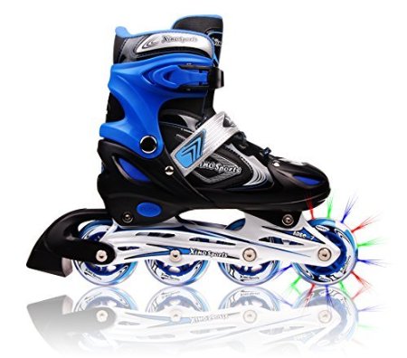 Adjustable Inline Skates for Kids, Featuring Illuminating Front Wheels, Awesome-looking, Safe and Durable Rollerblades, Latest Stylish Design, Perfect for Boys and Girls, 60-day Money Back Guarantee