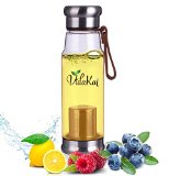 VidaKai Loose Leaf Tea and Fruit Infuser Water Bottle - Shatterproof and BPA-Free Tritan Plastic - Includes Durable Neoprene Sleeve for Hot and Cold Beverages - 145-Ounce