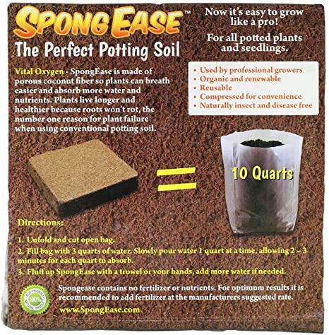 EnRoot Products LLC SpongEase Potting Soil (≈30 Quarts) - 3 Pack of 10 Quart Pop up Bags - Pro Coco Coir Potting Soil for Plants and Seed Starting