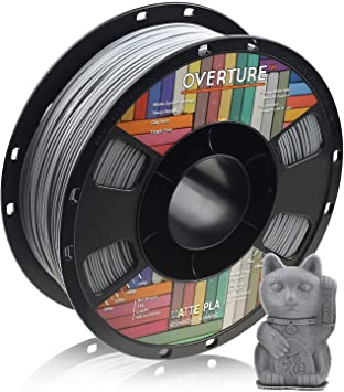 OVERTURE PLA Matte Filament 1.75mm, Matte PLA Roll 1kg Spool (2.2lbs), Dimensional Accuracy  /- 0.05 mm, Fit Most FDM Printer (Light Gray)