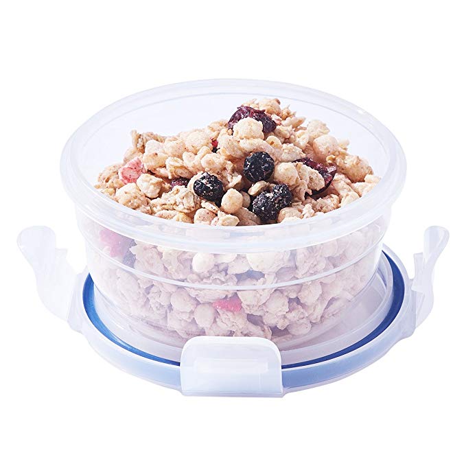 10.1oz Plastic Food Storage Container with Lid, Airtight Round Salad, Fruit Bowl