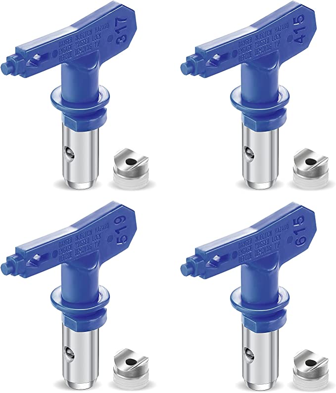 4 Pieces Reversible Spray Tips Reversible Airless Paint Sprayer Nozzle Tips Airless Paint Spray Guns Airless Sprayer Spraying Machine Parts for Homes Buildings Decks or Fences (317, 415, 519, 615)