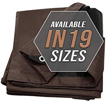 Tarp Cover Brown/Black 2 -Pack Heavy Duty7'X10' Thick Material, Waterproof, Great for Tarpaulin Canopy Tent, Boat, RV Or Pool Cover (7X10 Heavy Duty Poly Tarp Brown/Black)2 X3 M