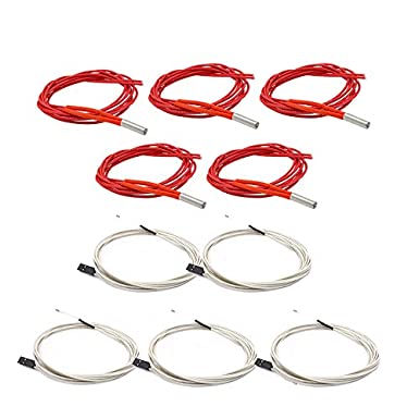 24V 40W 620 Ceramic Cartridge Heater and NTC Thermistor 100K 3950 for 3D Printer Creality CR-10S Pro, CR-X,Ender 3,Ender 3 Pro, Prusa Mendel (Pack of 10pcs)