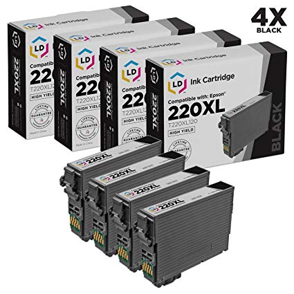 LD Products Remanufactured Ink Cartridge Replacement for Epson 220XL ( Black , 4-pack )