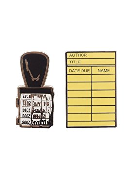 Out of Print Library Card and Stamp Enamel Pin Set