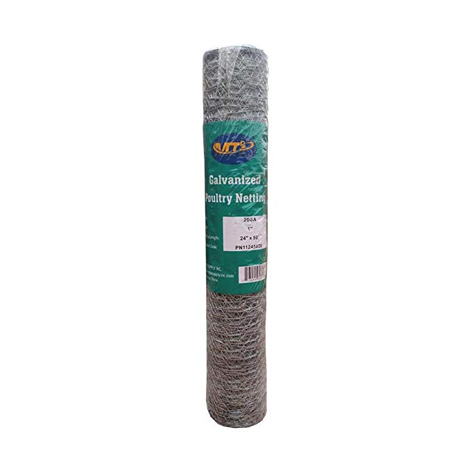 MTB Galvanized Hexagonal Poultry Netting,Chicken Wire 24" x50'- 1" 20GA 12"/18"/24"/36"/48"/60"/72" Width by 25'/50'/150'Length