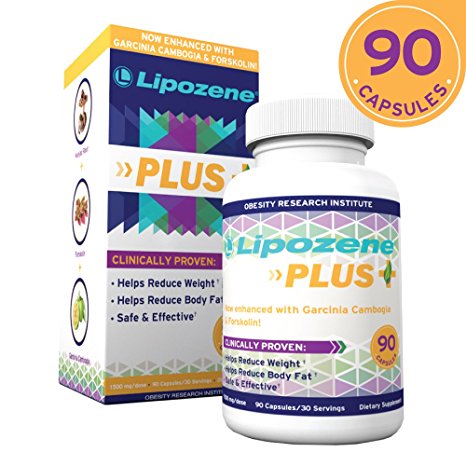 Lipozene Plus Garcinia Cambogia Extract And Forskolin - 50% HCA Pure Extract [Appetite Suppressant Weight Loss Diet Pills] No Caffeine No Jitters - 90 Capsules