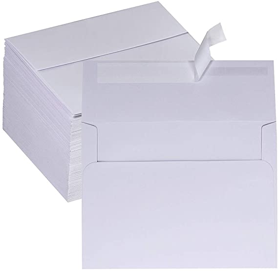 Supla 150 Pcs Bulk A6 Invitation Envelopes in White Peel & Seal Self-Seal 4 3/4 x 6 1/2 Envelopes 95lbs. Paper Stock for Wedding Holiday Invitation Mailing 4 x 6 Photo Greeting Cards