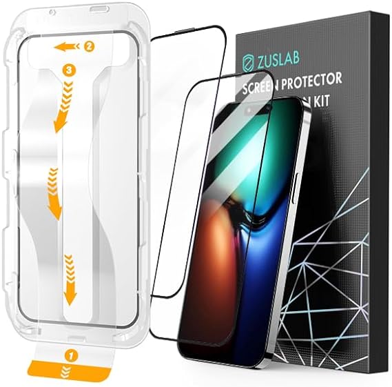 [2 Pack] ZUSLAB Screen Protector for iPhone 15 Tempered Glass Film Bubble Free Anti Scratch 9H Hardness Full Coverage with Easy Installation Kit