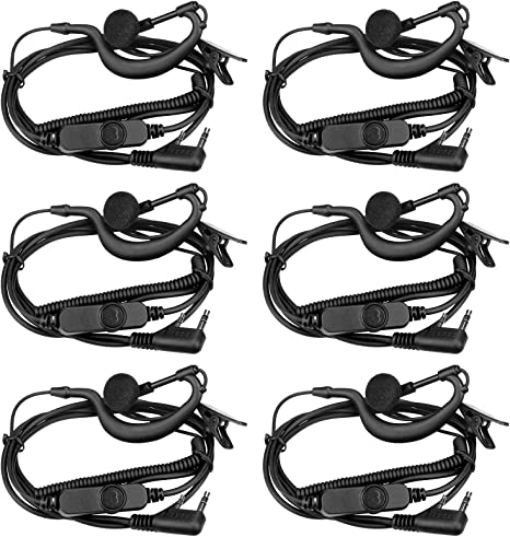 Retevis 2 Way Radio Earpiece with Mic Volume Adjustment C Shape Headset with Mic for Retevis H777 RT22 RT21 (6 Pack)