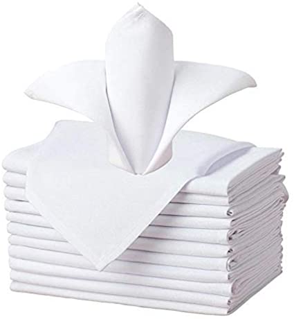 100% Cotton White Solid Dinner Table Napkins (18"x18") Soft, Durable Hotel Quality & Luxury - Ideal for Grand Events & Regular Home Use - Royal Collection Set of 12 Cloth Napkins for Dinner