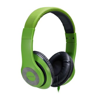Ausdom F01 Lightweight Over-ear Wired Stereo Headphones with Built-in Mic for Hands-free calling on PC MP3 MP4 iPod iPhone iPad Tablet Green