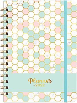 2022 Planner - Weekly & Monthly Planner 2022 with Tabs, 6.4" x 8.5", Jan 2022 - Dec 2022, Flexible Hardcover, Strong Twin-wire Binding, Inner Pocket, Elastic Closure