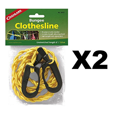 Coghlan's 0433 Adjustable Bungee Clothesline, length 6' - 2 PACK