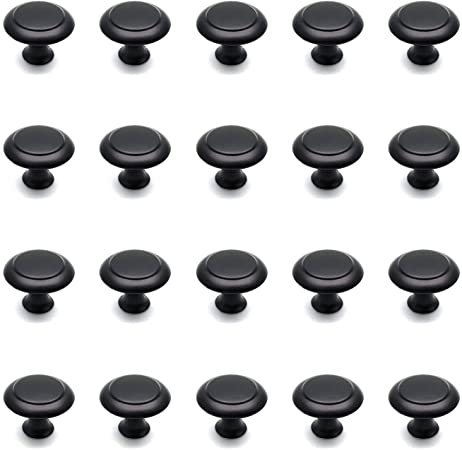 Mushroom Knob,20-Pack,Susenya Kitchen Cabinet Knobs Zinc Alloy Black Drawer Knob 0.9x0.9"(DxH)