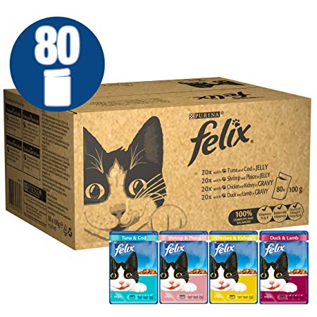 Felix Cat Pouches Mixed In Jelly 100g (80 Pouches)