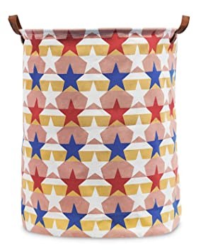 Homipooty Storage Bins,19.7 ″ Large Laundry Baskets, Collapsible Waterproof Laundry Hamper,Canvas Organizer Bin for Kids Toys, Home,Gift Baskets, Bedroom, Clothes, Baby Hamper (Little Star)