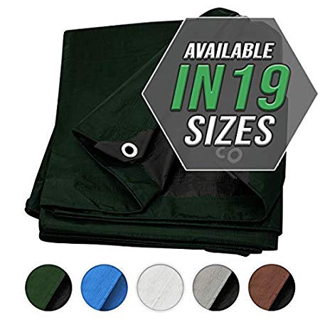 Tarp Cover Green/Black Waterproof 10X12 Great for Tarpaulin Canopy Tent, Boat, RV Or Pool Cover!!! (Standard Poly Tarp 10X12')