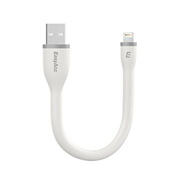 [Apple MFi Certificate] EasyAcc PocketLine Lightning to USB Charge & Data Cable in Unibody Design for iPhone 7,7 Plus, 6s, 6s Plus, 6, 6 Plus, 5s, 5c, 5, iPad Air, Air 2, iPad Mini, Mini 2, Mini 3, iPad 4 Gen, iPod Touch 5 Gen und iPod Nano 7 Gen, 0.5ft, White