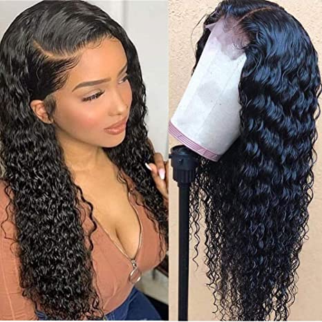 Eayon 13x6 Lace Front Wig Human Hair Pre Plucked Brazilian Curly Human Hair Wigs for Women Full Virgin Lace Wigs with Baby Hair 22 inch Natural Color 130% Density