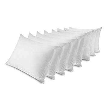 MASTERTEX Zippered Pillow Protectors 100% Cotton, Hypoallergenic Breathable & Quiet (8 Pack) White Pillow Covers Protects from Dirt, Dust Mites & Allergens (Queen - Set of 8-20x30)