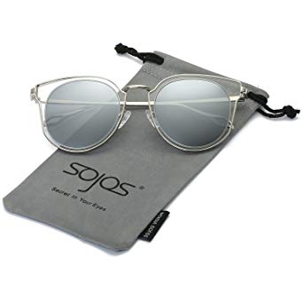 SojoS Fashion Polarized Sunglasses UV Mirrored Lens Oversize Metal Frame SJ1057